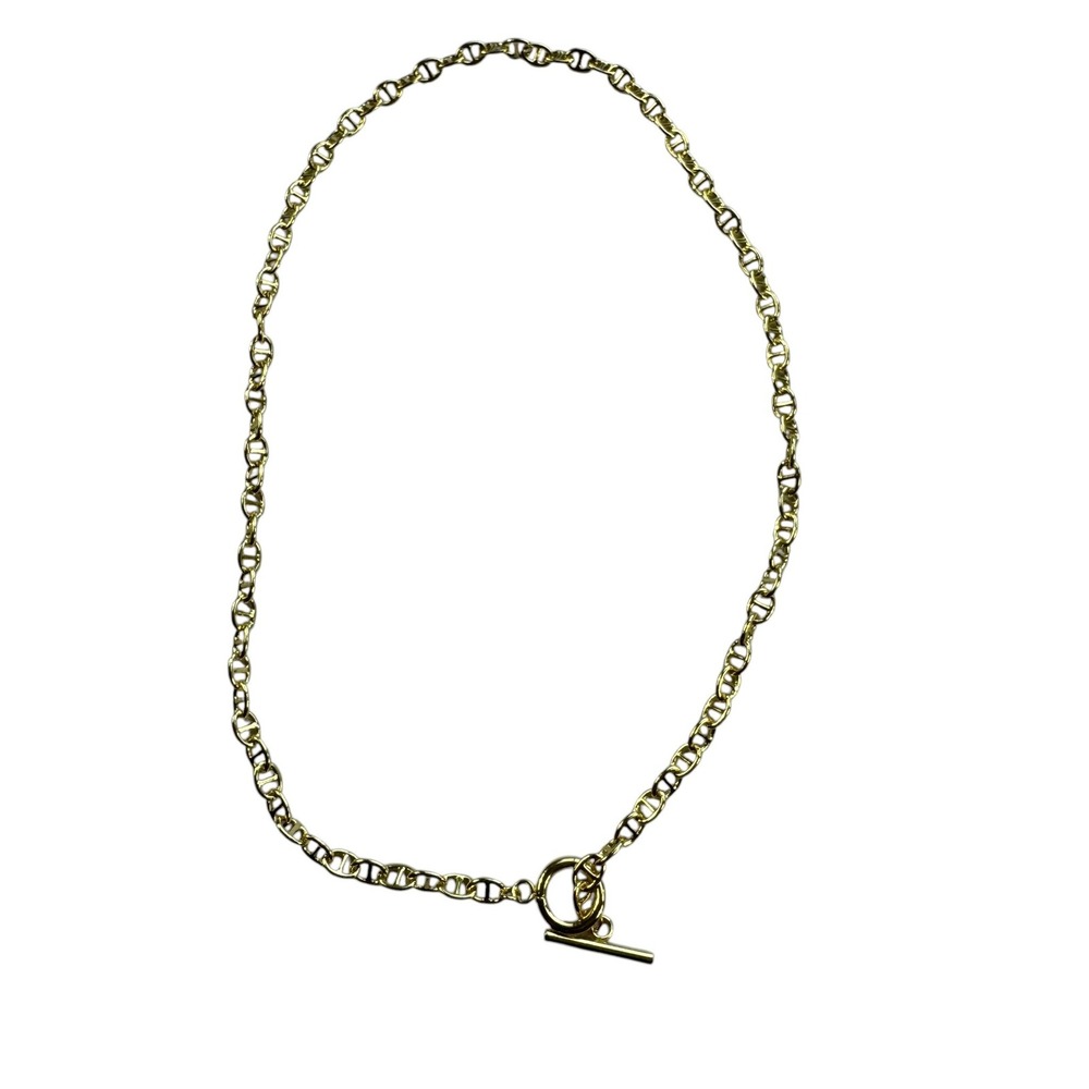 Sahira Jewelry Taylor Toggle Chain 16" Necklace 18k Gold Over Brass Minimalist - Picture 3 of 6